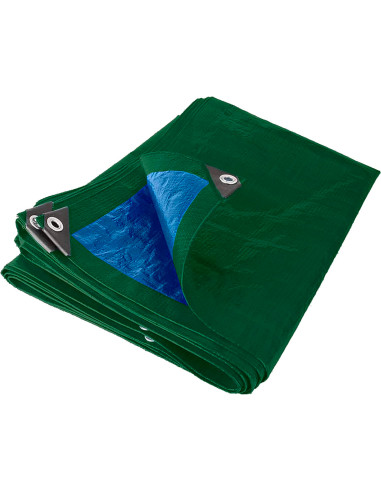 Telo di Copertura 4x4mt Occhielli in Metallo Impermeabile Verde Blu Antistrappo