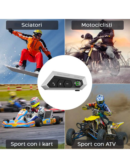 Kit Chiamata Moto Auricolari Casco Wireless con Interfono