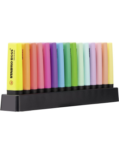 Evidenziatori STABILO BOSS ORIGINAL Set 15 Colori Assortiti 9 Neon + 6 Pastel