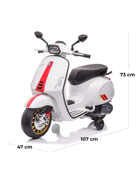 Moto Elettrica Per Bambini Scooter Piaggio Vespa Sprint 12V Luci Led Suoni  Mp3