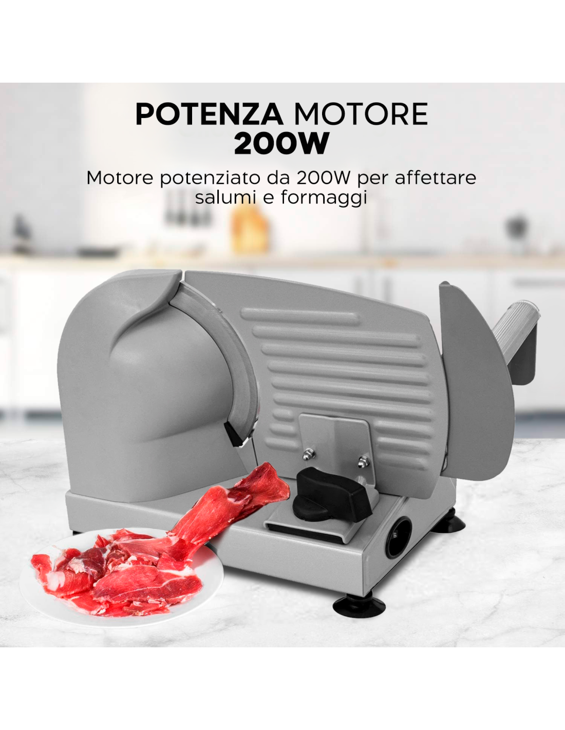 Affettatrice Elettrica da Casa 200W, con Lama in Acciaio