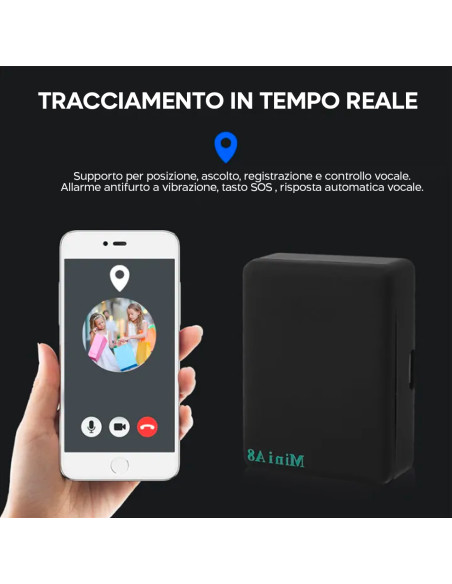 Mini Localizzatore GPS Tascabile con Scheda SIM GPRS GSM Antifurto Portatile