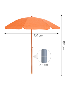 Ombrellone da Spiaggia TNT Palinuro H185cm Inclinabile 8 Stecche Palo Alluminio