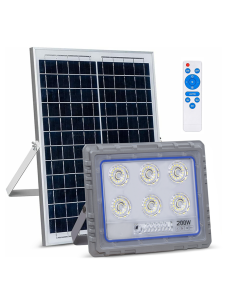 Faro Solare LED 200W con Pannello Solare Crepuscolare 6500K IP66 con Telecomando