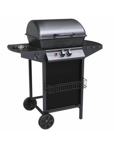 Image of Barbecue a GAS con Fornello 2,9KW 2 Bruciatori con Coperchio e Griglia Acciaio052