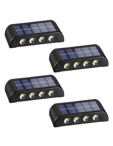 4pz Lampada da Parete ad Energia Solare 8 LED Applique Impermeabile 2700K