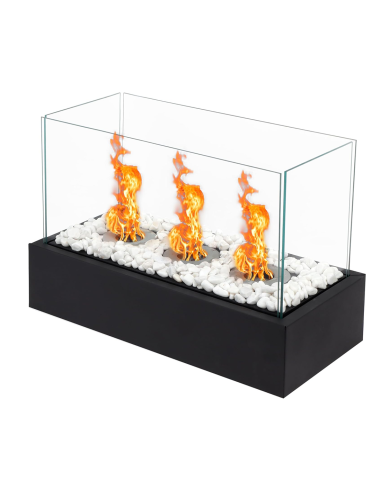 Camino Elettrico Bioetanolo 1100W Decorativo da Tavolo Fiamma Vera 45x20.5x28cm