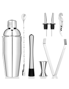 Set per Cocktail 8 Pezzi Shaker in Acciaio 750ml Kit da Barman Professionale