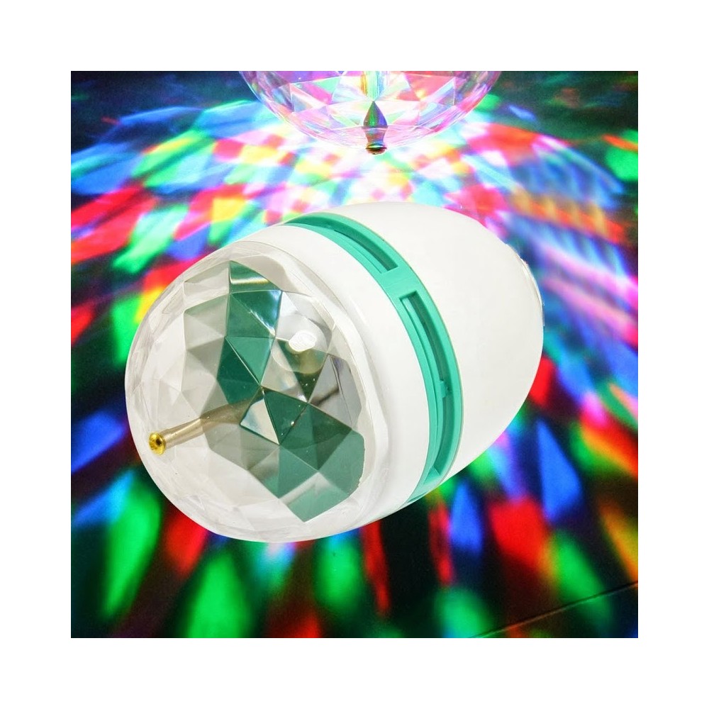 Lampada lampadina led rgb rotante multicolore 3W attacco E27