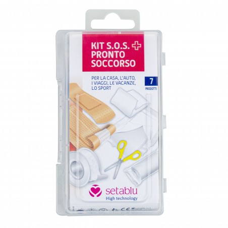 SETABLU Kit SOS Pronto soccorso 931507 cerotti forbicine bande idrofile 7  pezzi