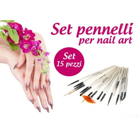 Set di Pennelli per Unghie Nail Art (20 Pezzi), 15 Pezzi Pennello Gel Unghie  e