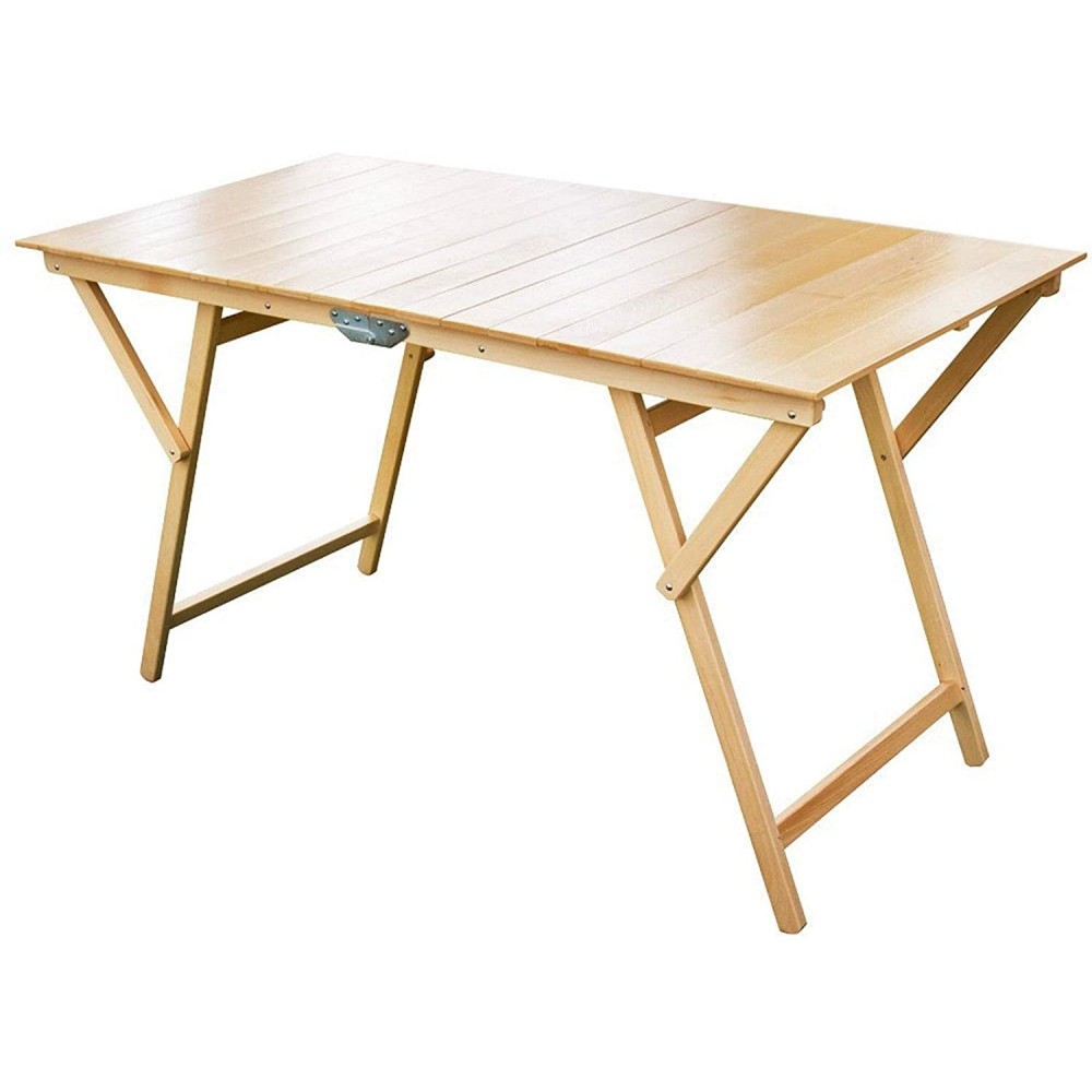 Tavolo pieghevole 140 x 70 cm in legno naturale richiudibile