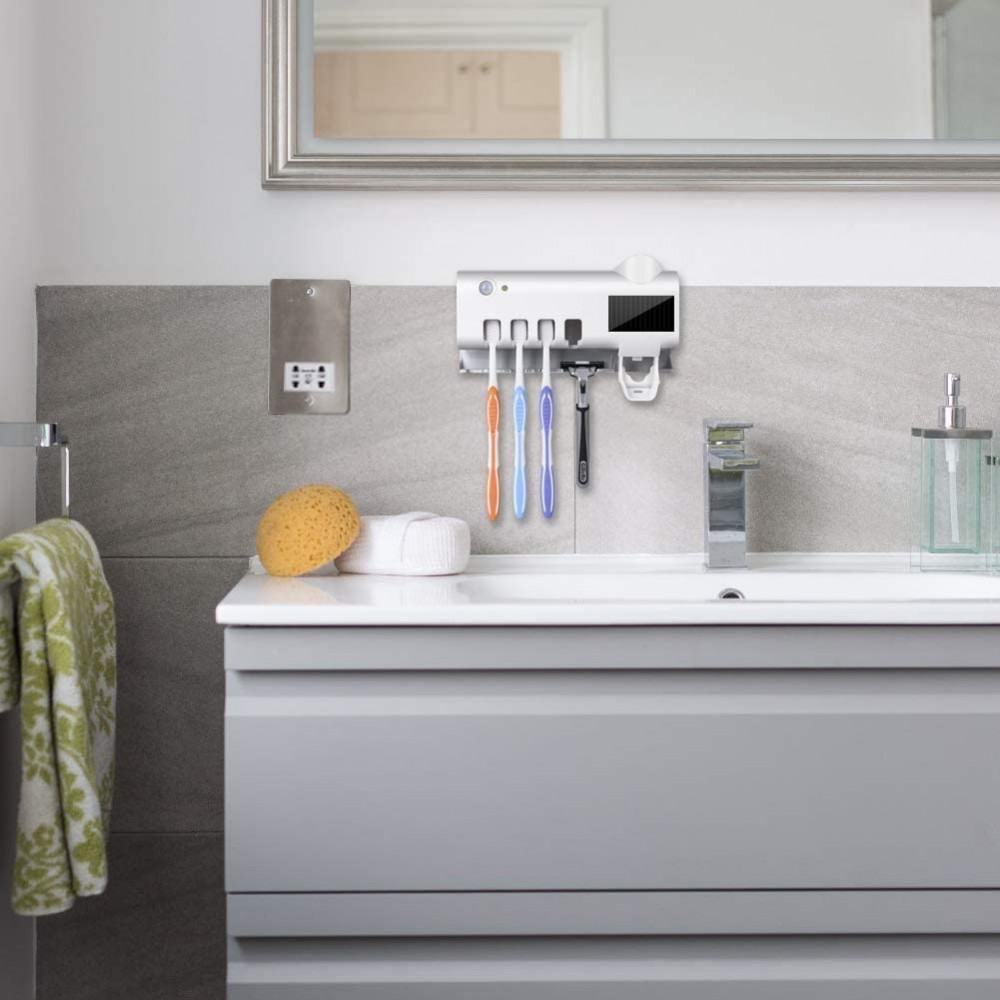 rosa e bianco automatico Dispenser di dentifricio con Porta spazzolino da  denti Set, montaggio a parete bagno Accessorio