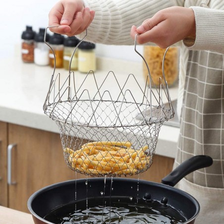 Space Home - Cestello da Frittura per Padella - Cestello Profondo per  Frittura - Cestello per Friggere - Colino Cestello Pieghevole in Acciaio  Inossidabile per Frittura - 19,5 cm : : Casa e cucina