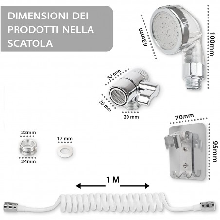 Soffione per rubinetto in ottone 314877 tubo telescopico e