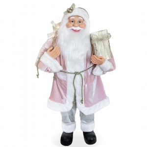 Babbo Natale Rosa 144214 Con Abito In Velluto Decorazione...