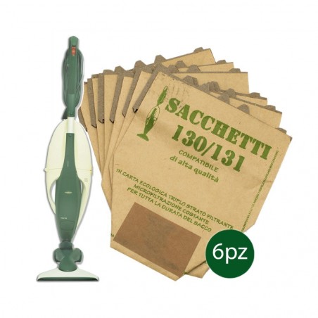 Kit 6 sacchetti + 10 profumi + filtro antiodore + filtro igienico per  folletto vk 130 131