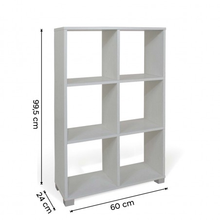 Libreria Scaffale Verticale 6 Cubi Art. 108 Mensole Portaoggetti  60x24x99.5H Cm