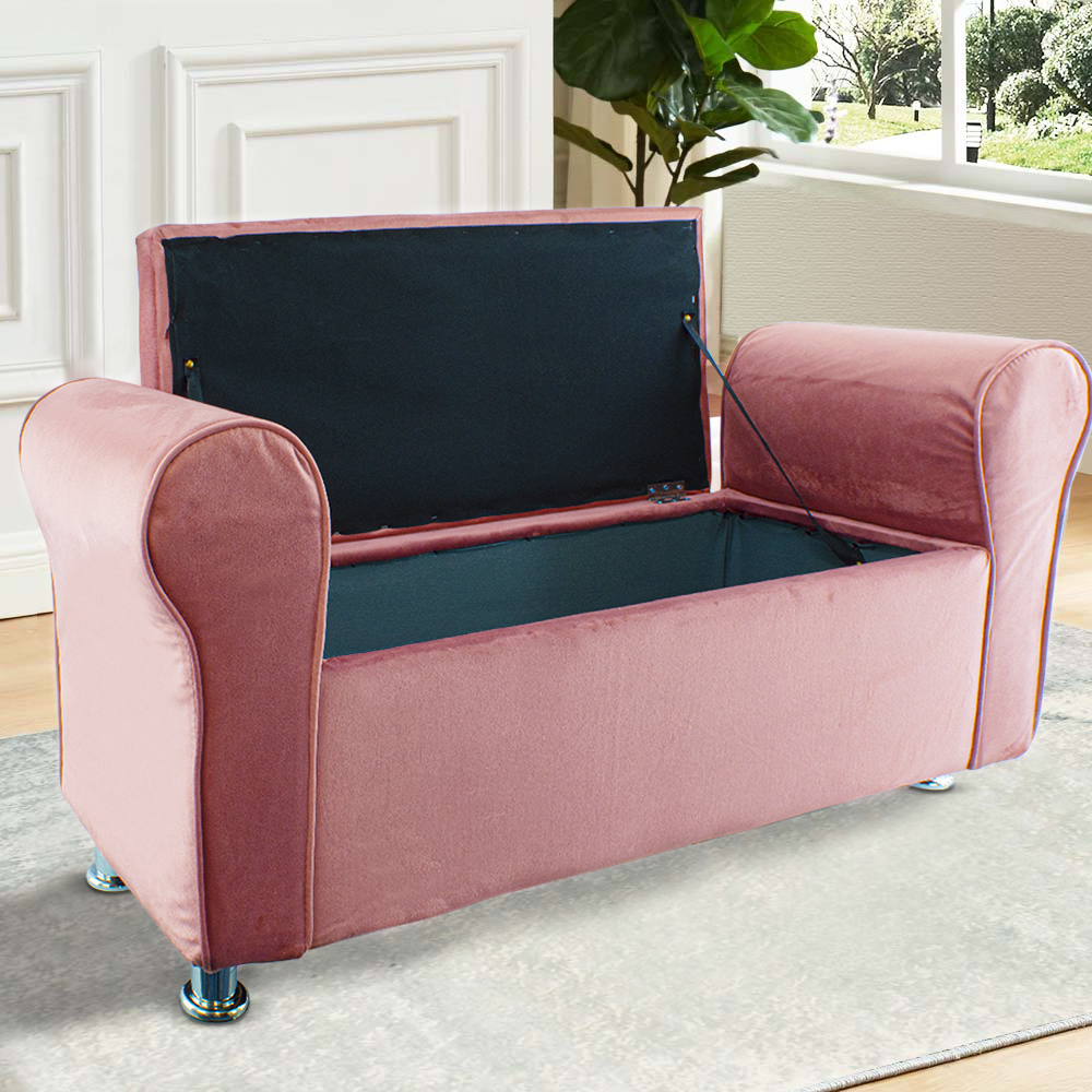 Panca Scendiletto Effetto Velluto con Brillantini 120x39x55 cm Pouf  Salvaspazio