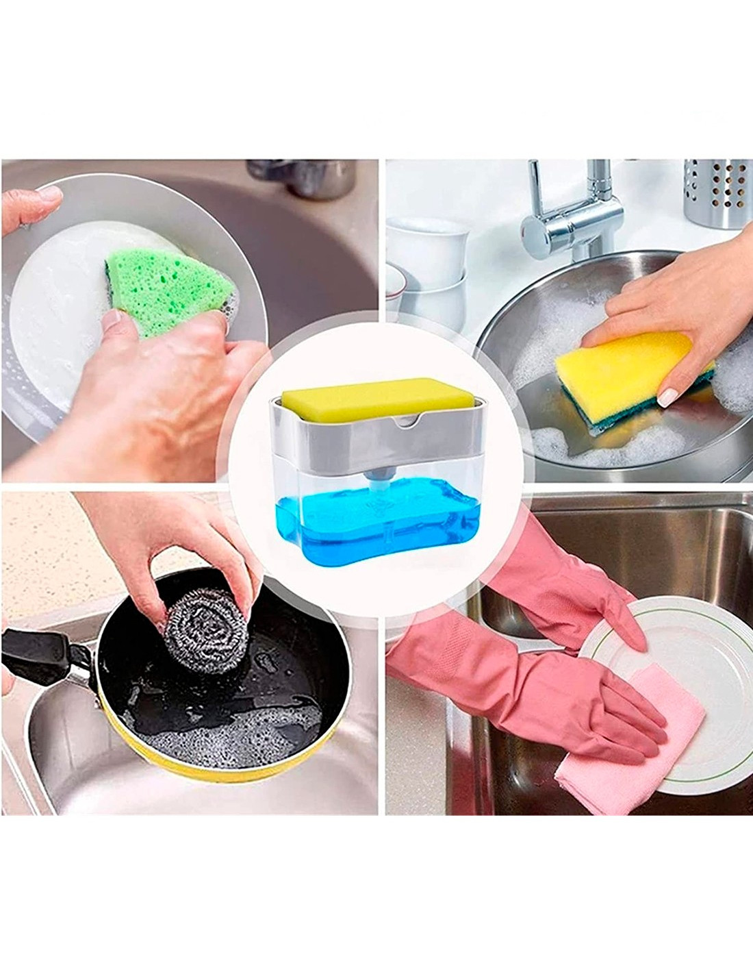 1 Set Dispenser automatico di detersivo per piatti Dispenser di sapone per  piatti con portaspugna per accessori per il lavaggio del bagno della cucina  - AliExpress