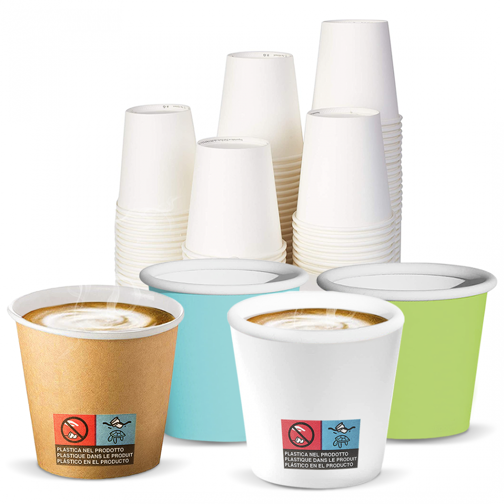 1000 Bicchierini caffè monouso carta Biodegradabile e Compostabile