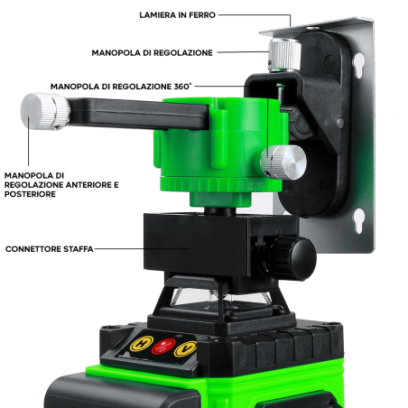 Livella Laser Verde a Croce 16 Linee Autolivellante 360° Orizzontale  Verticale