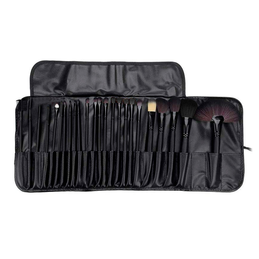 Set 24 Pennelli Make Up Professionali per Fondotinta e Ombretti con Custodia