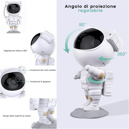 Proiettore LED Astronauta Stelle e Galassie Lampada con Telecomando per  Bambini