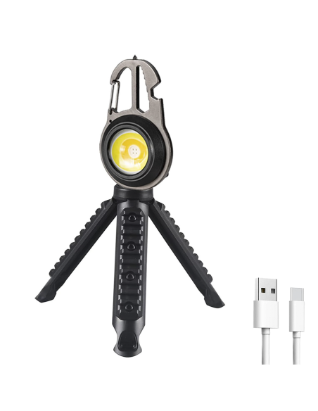 Mini Torcia Led Multiuso da Campeggio Portatile e Ricaricabile con Treppiede