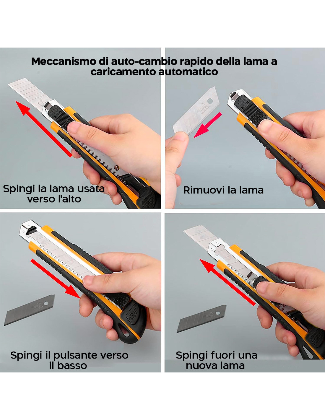 KIT 3 PZ. TAGLIERINO CON IMPUGNATURA ANTISCIVOLO E BLOCCO DELLA LAMA, 5  LAME SOSTITUTIVE DA 60mm ED UN INCREDIBILE CAPACITA' DI TAGLIO. -  EnterElettronics - I Professionisti dell'Elettronica